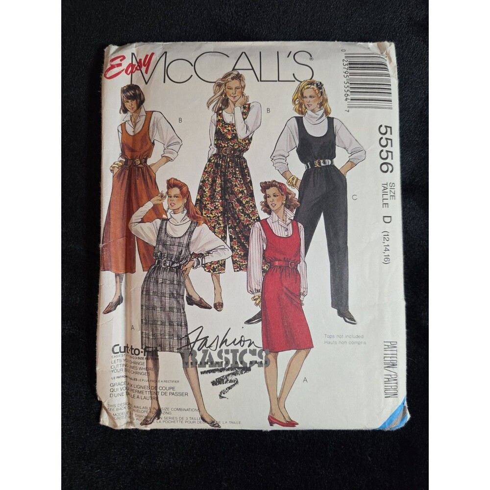 Easy McCall’s Vintage Jumper Pattern #5556 Size D (12, 14, 16) UNCUT